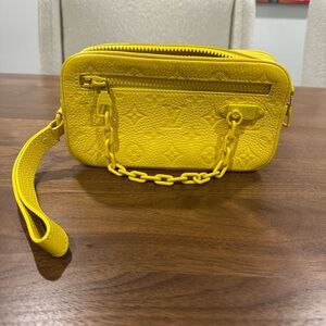 Louis Vuitton Virgil Abloh SS19 Yellow Taurillon Monogram Volga Pouch